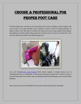 Choose A Professional For Proper Foot Care