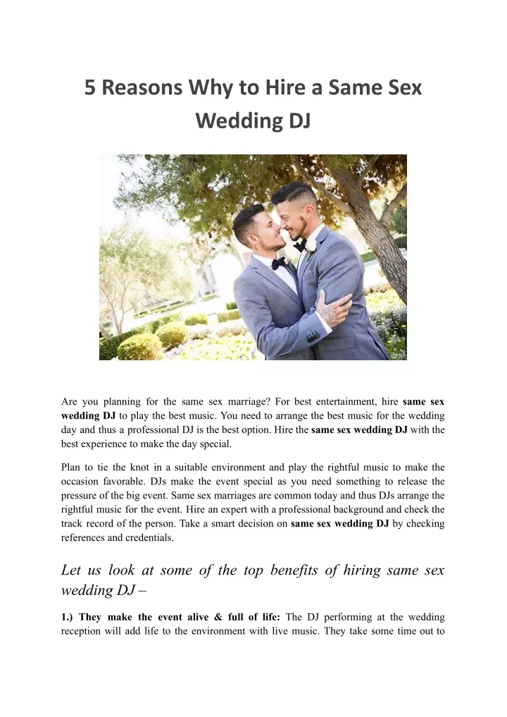 5 reasons why to hire a same sex wedding dj