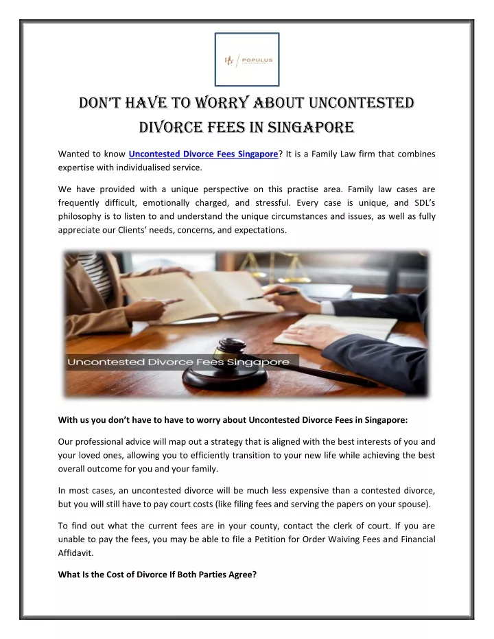 don t have to worry about uncontested divorce