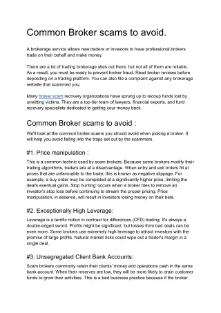 Common Broker scams to avoid.