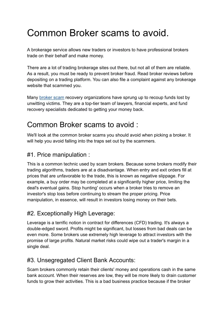 common broker scams to avoid