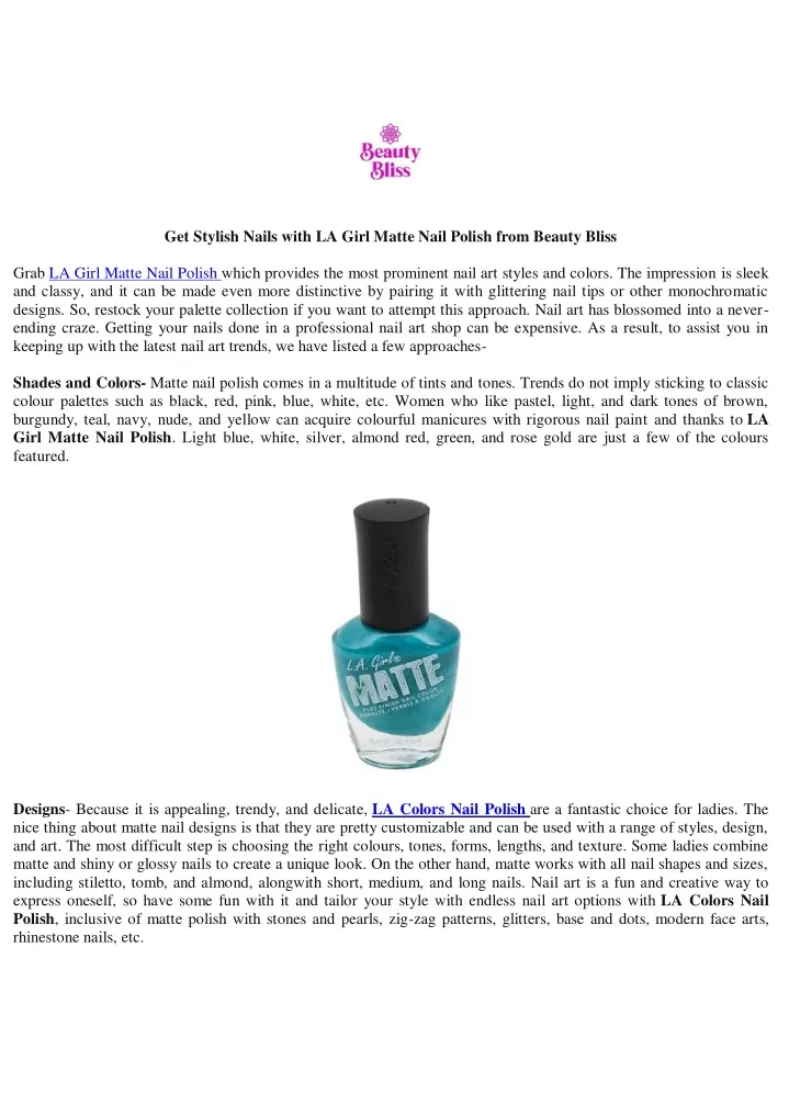 get stylish nails with la girl matte nail polish