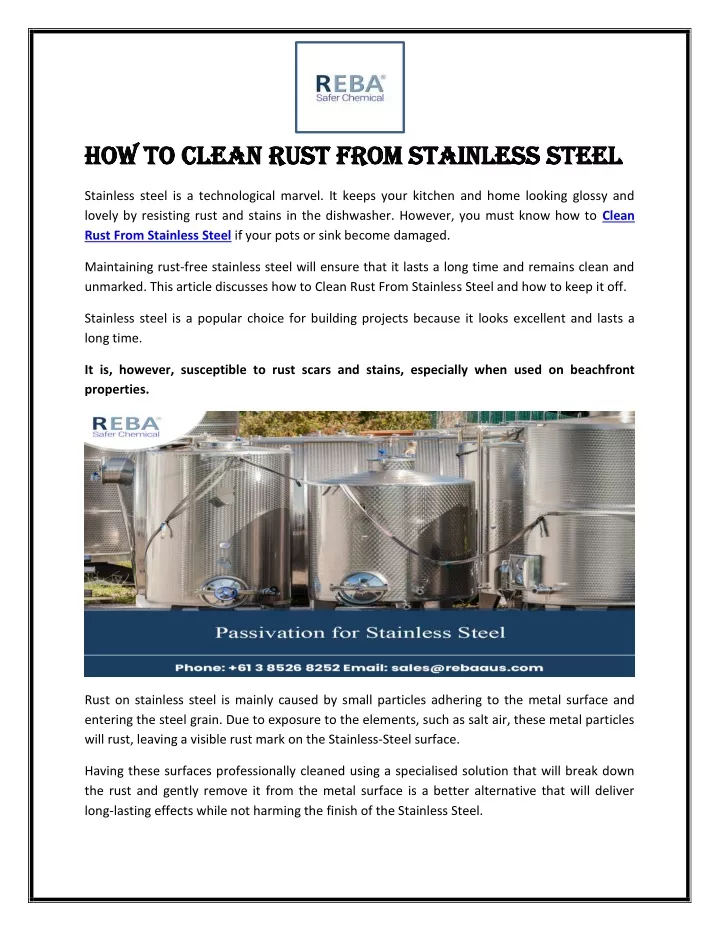 how to clean rust from stainless steel