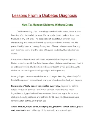 How To Manage Diabetes Without Drugs