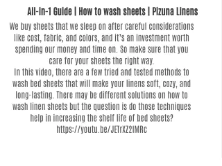 All-in-1 Guide | How to wash sheets | Pizuna Linens