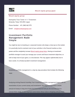 mount equity group japan