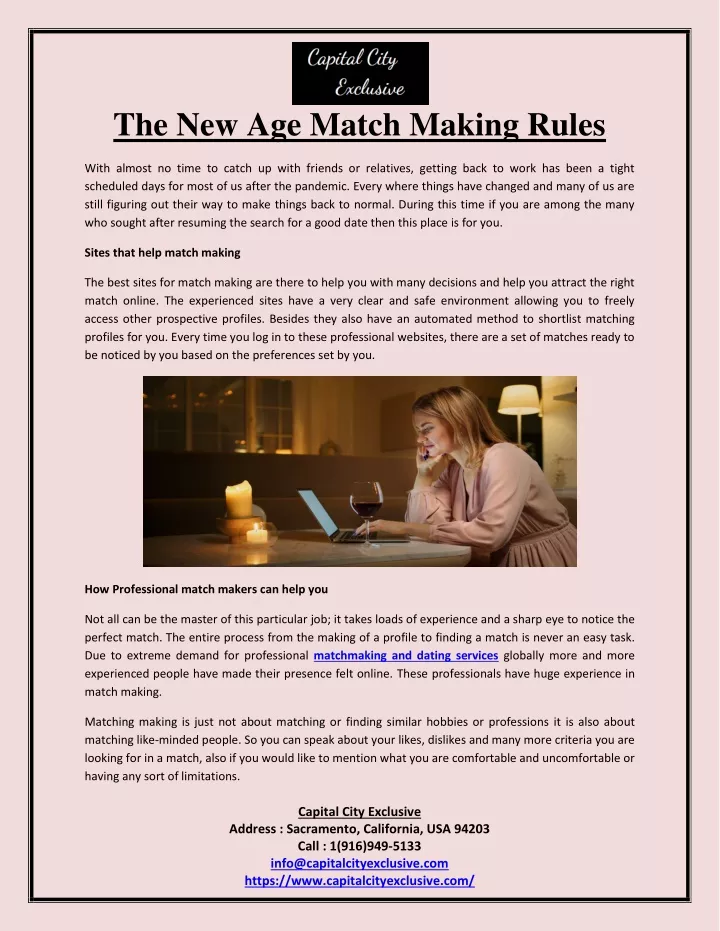 the new age match making rules