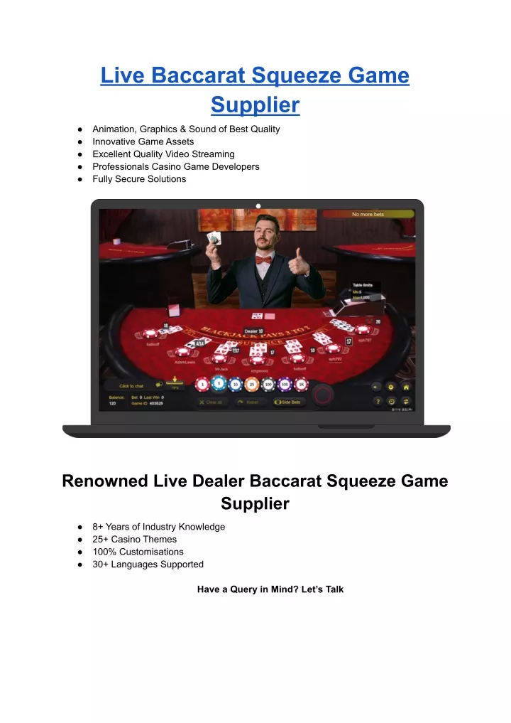 live baccarat squeeze game supplier