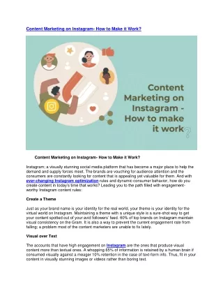 Content Marketing on Instagram