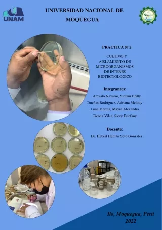 PRACTICA N2 INFORME DE LABORATORIO - CULTIVO Y AISLAMIENTO DE MICROORGANISMOS DE INTERÉS BIOTECNOLÓGICO