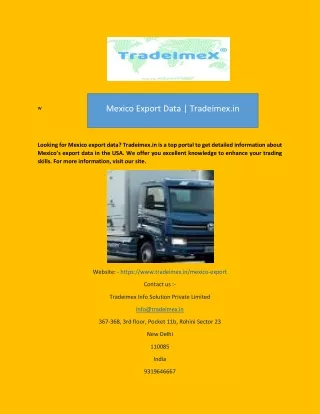 Mexico Export Data | Tradeimex.in