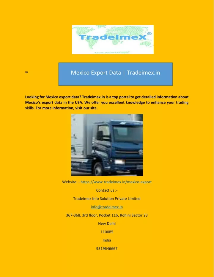 mexico export data tradeimex in