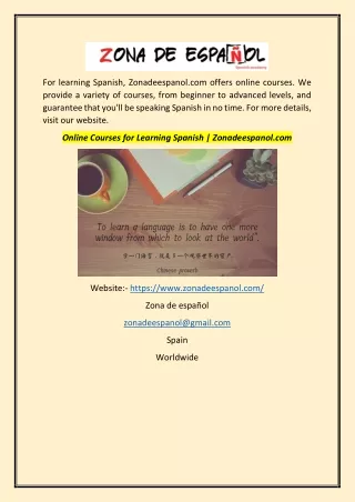 Online Courses for Learning Spanish | Zonadeespanol.com