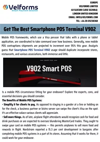 Get The Best Smartphone POS Terminal V902_VelformsTechnologies
