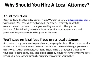 Why Should You Hire A Local Attorney