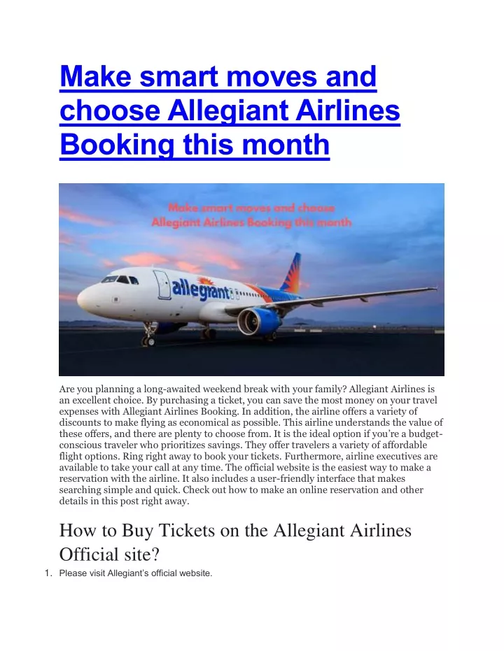 make smart moves and choose allegiant airlines