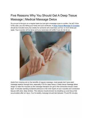 Five Reasons Why You Should Get A Deep Tissue Massage _ Medical Massage Detox