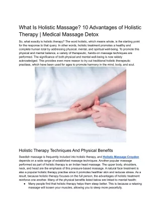 What Is Holistic Massage 10 Advantages