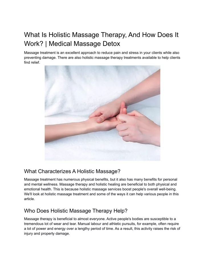 what is holistic massage therapy and how does