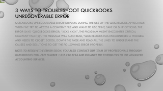 3 ways to troubleshoot quickbooks unrecoverable error