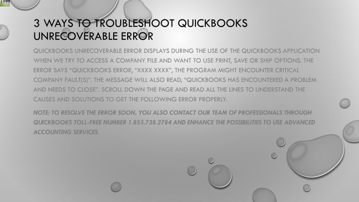 3 ways to troubleshoot quickbooks unrecoverable error