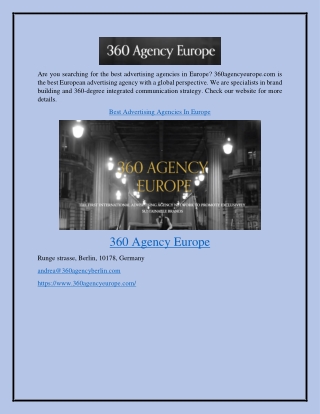 Best Advertising Agencies in Europe 360agencyeurope.com