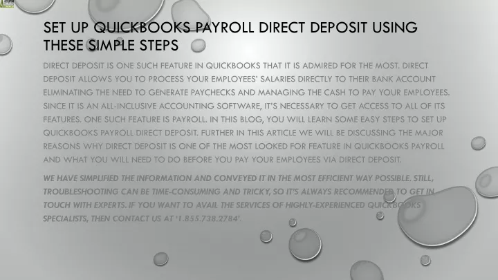 set up quickbooks payroll direct deposit using these simple steps