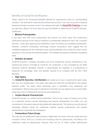 Benefits of CompTIA Certification