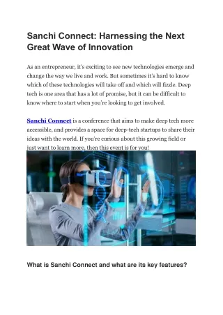 Sanchi Connect-Harnessing the Next Great Wave of Innovation