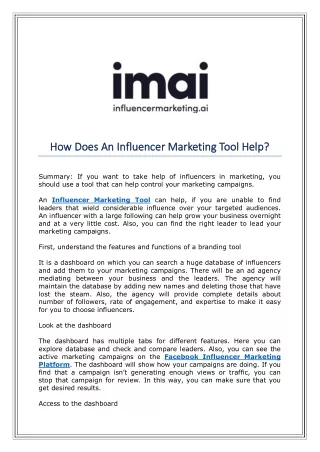 How Does An Influencer Marketing Tool Help