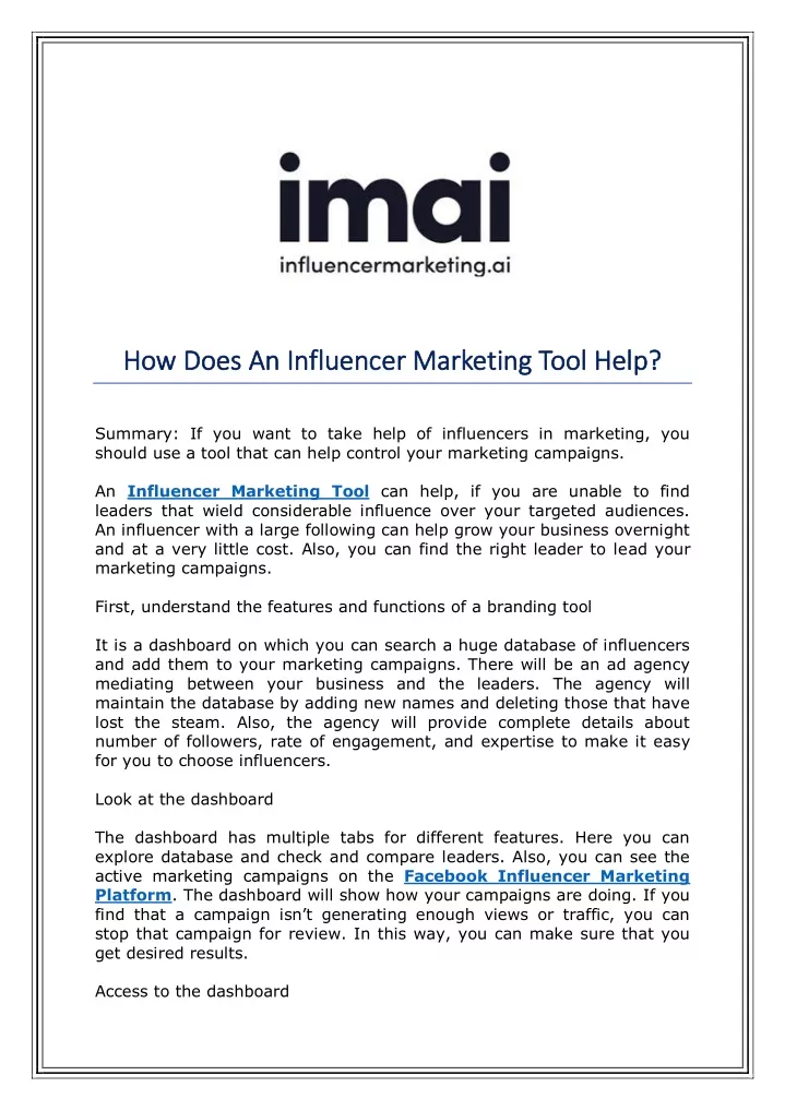 how does an influencer marketing tool help