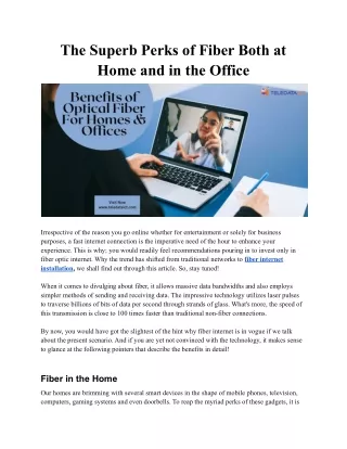 The Superb Perks of Fiber Both at Home and in the Office | Teledata ICT