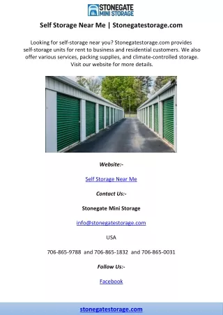Self Storage Near Me | Stonegatestorage.com