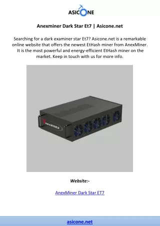 Anexminer Dark Star Et7 | Asicone.net