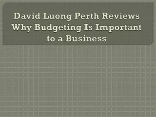 david luong perth reviews why budgeting is important to a business