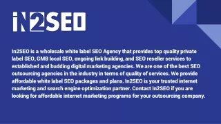 in2seo is a wholesale white label seo agency that
