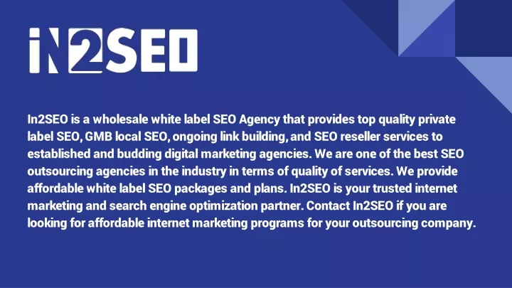 in2seo is a wholesale white label seo agency that