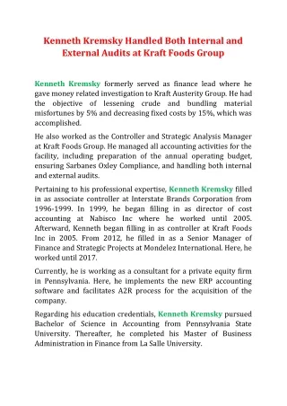kenneth kremsky handled both internal