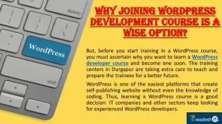 why joining wordpress development course is a wise option