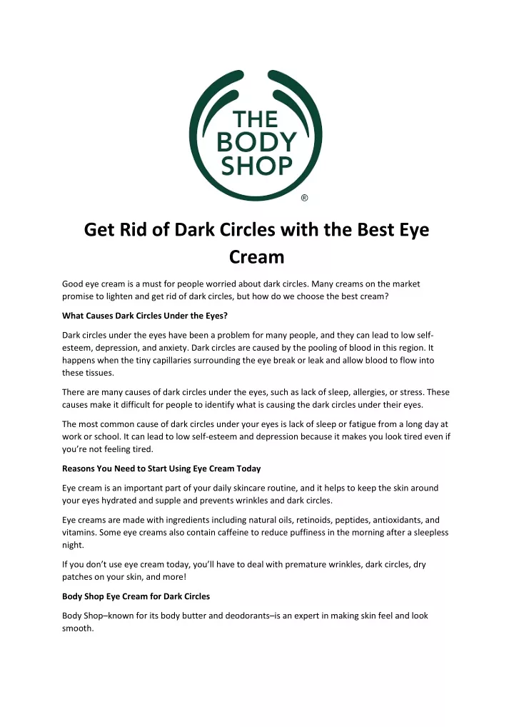 get rid of dark circles with the best eye cream