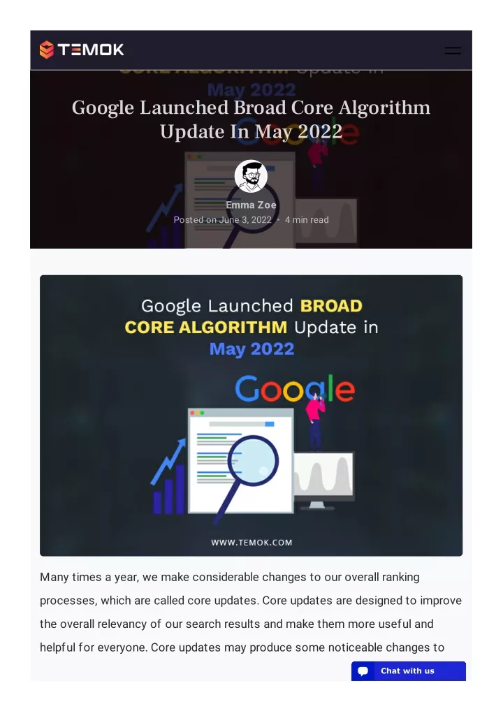 google launched broad core algorithm update