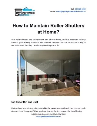 How to Maintain Roller Shutters at Home?