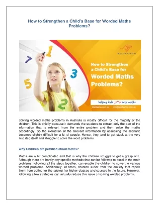 How to Strengthen a Child's Base for Worded Maths Problems