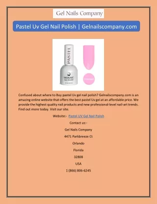 Pastel Uv Gel Nail Polish | Gelnailscompany.com