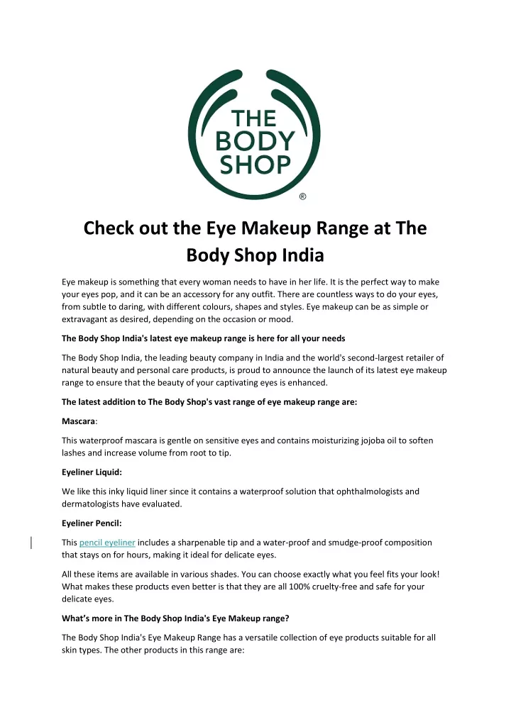 check out the eye makeup range at the body shop