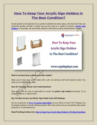 how to keep your acrylic sign holders in the best