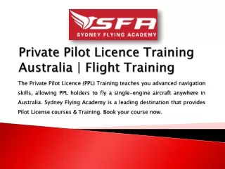 Private Pilot Licence Training Australia | Flight Training