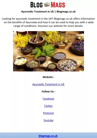 Ayurvedic Treatment in Uk | Blogmags.co.uk