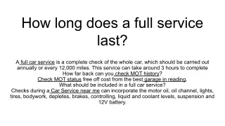 how long does a full service last