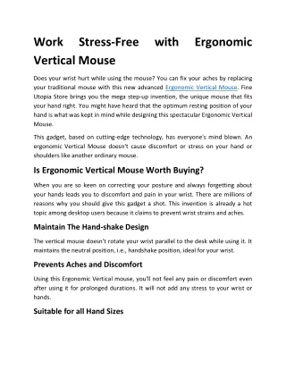 Work Stress-Free with Ergonomic Vertical Mouse
